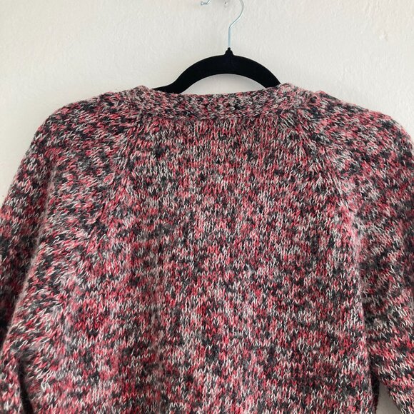 Vintage Kwon Shing 100% Wool Marled Cardigan Sweater Button Front Pink Large - Picture 6 of 7
